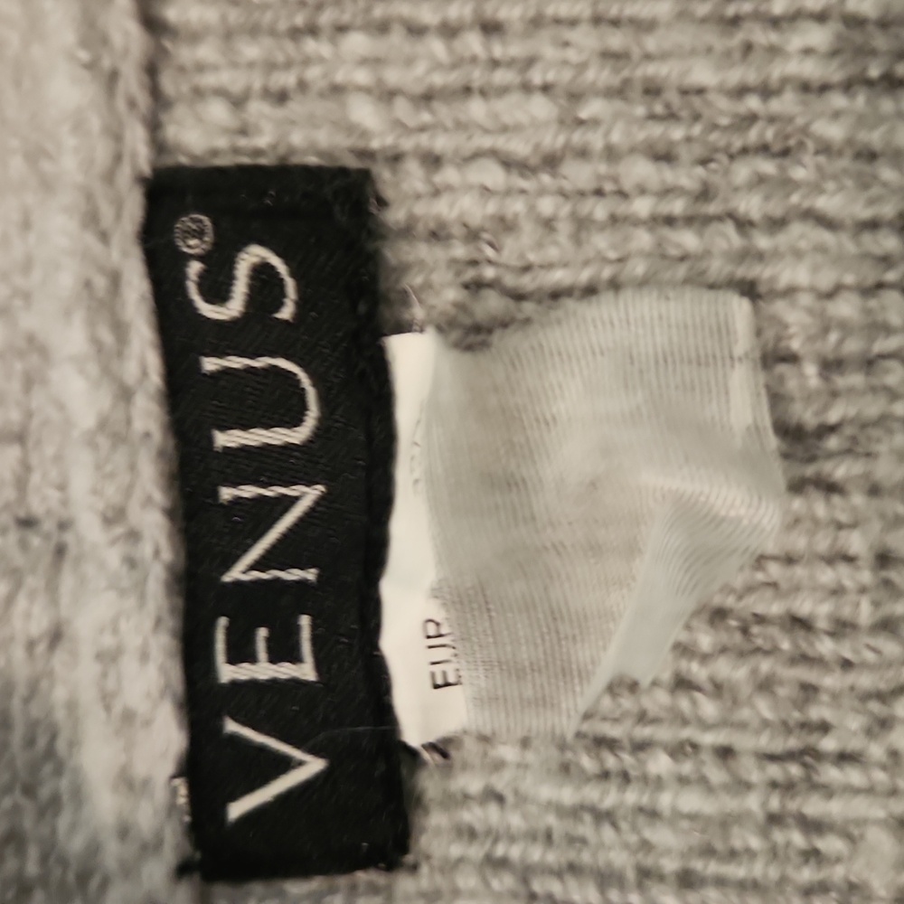 Venus long cardigan Heather grey Embroidered stitching rimmed, fringed - Picture 3 of 4